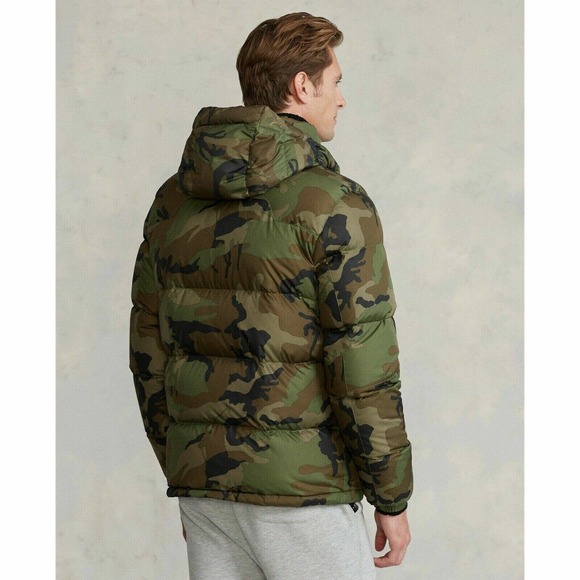 Polo Ralph Lauren Big Pony Hooded Down Puffer Jacket Coat Camo Mens Sz L - Picture 5 of 10